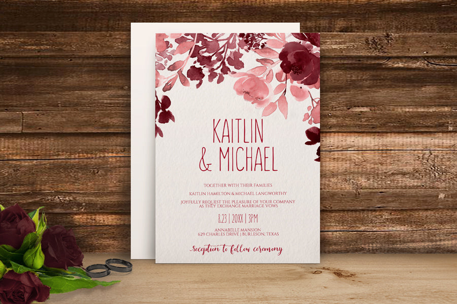 Watercolor Wedding Invitations | Allure | Editable PDF Download – Karma ...