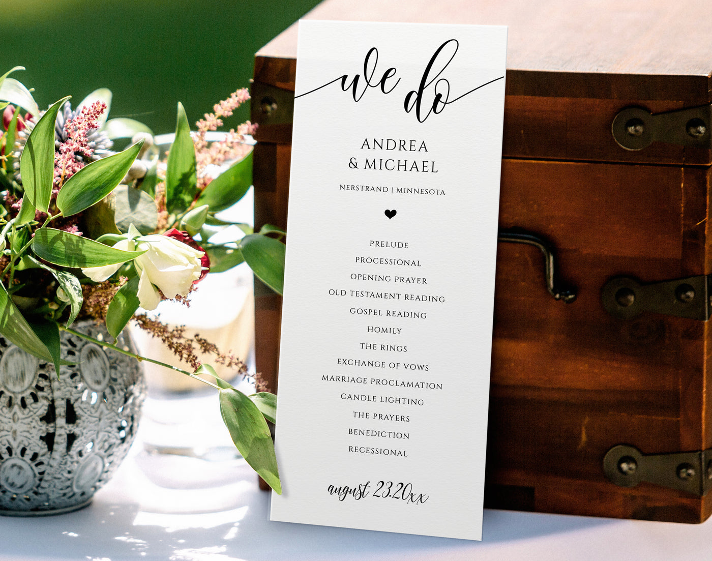 We Do Wedding Program Template | Flair Calligraphy | Editable Templett | Tea-Length