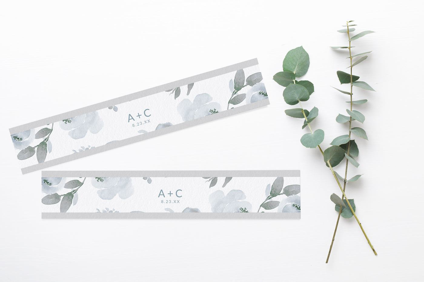 Belly Band Template - Invitation Wrap | Soft Dusty Blue Watercolor | Editable Templett
