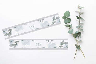 Belly Band Template - Invitation Wrap | Soft Dusty Blue Watercolor | Editable Templett