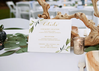 Wedding Details Enclosure Card Template - Ethereal Greenery 5.5 x 4.25 | Templett