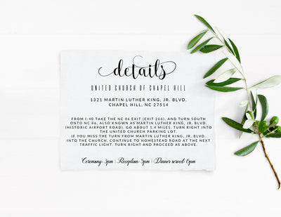 Wedding Details Card Template
