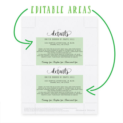 Wedding Details Card Template - Glitz Calligraphy (Black) 5.5 x 4.25 | Editable PDF