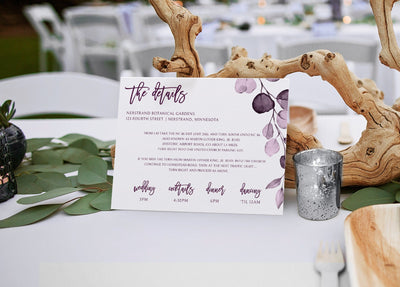 Purple Floral Details Card Template