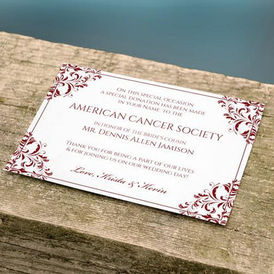 wedding favor donation card template