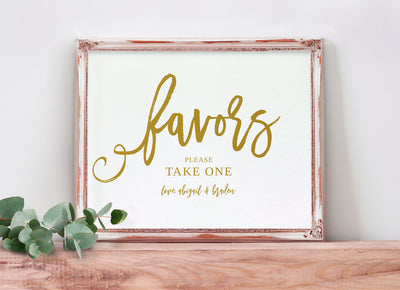 Wedding Favors Sign Template | Any Color | Brush Calligraphy | Templett | 8 x 10 and 5 x 7