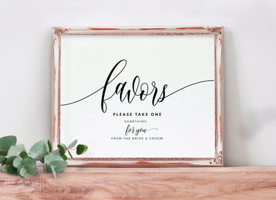 Wedding Favors Sign Template