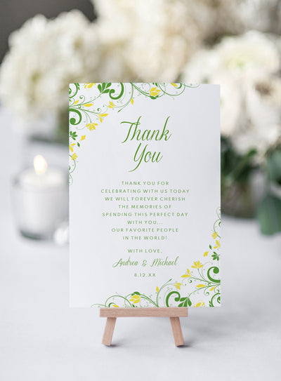Lemon Wedding Thank You Card for Tables