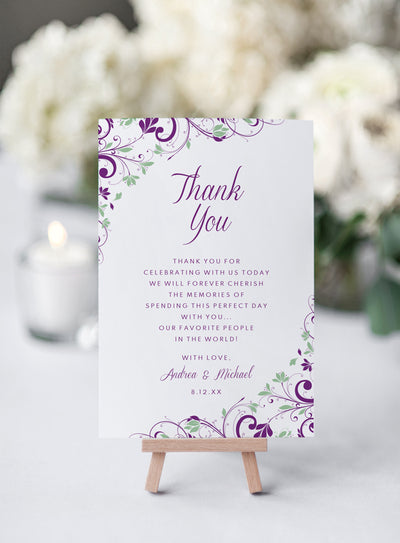 Purple & Mint Thank You Card Template