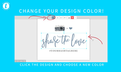 Wedding Hashtag Sign | Watercolor Camera Design - Share the Love | Festive Brush Script (Watercolor Camera Design) | Templett 8x10 | 5x7 | 4x6