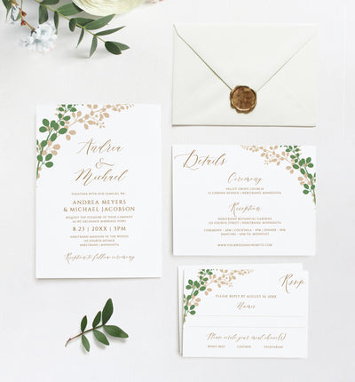 wedding invitations template set