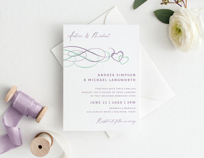 Lavender & Mint Wedding Invitations - Printable Templates