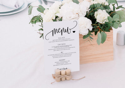 Wedding Menu PDF Template - Swirly Calligraphy