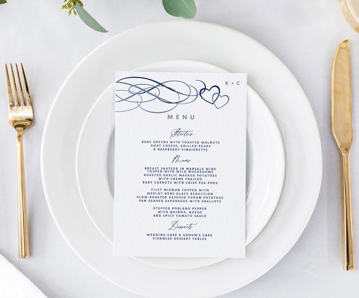 Wedding Menu Template | Beloved Hearts | Instant Download Editable PDF (5 x 7)