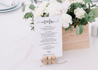 wedding menu template - printable
