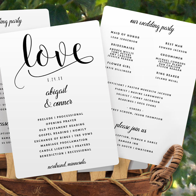 Wedding Program Fans - Printable Template