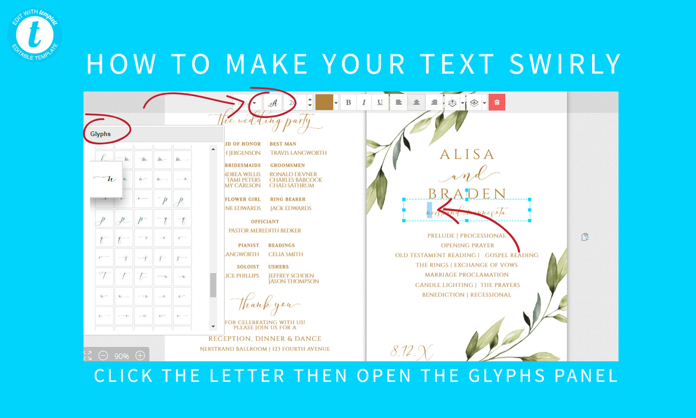Wedding Program Fan Template | Ethereal Greenery | Templett Download PDF