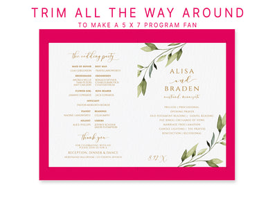 Wedding Program Fan Template | Ethereal Greenery | Templett Download PDF