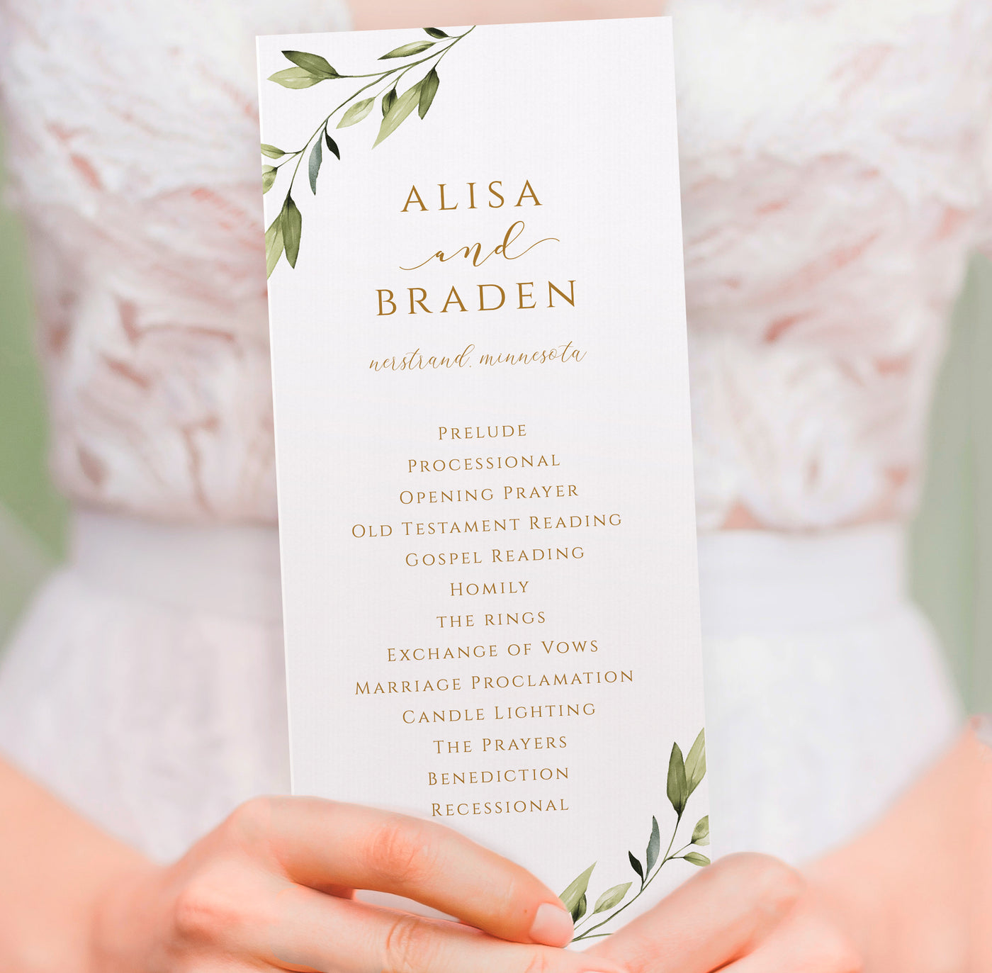 Green & Gold Wedding Programs