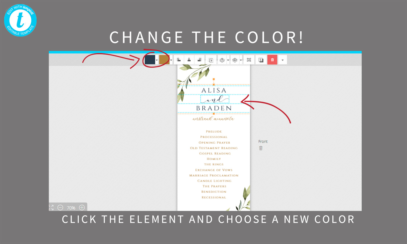 Wedding Program Template | Ethereal Greenery | Editable Templett | Tea-Length