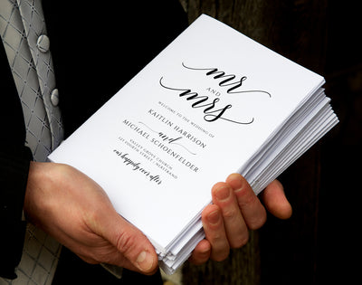 Simple Mr & Mrs Wedding Programs Template