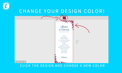 Vineyard or Winery Wedding Program Template | Tea-Length | Leaf Frame (Navy Blue) | Edit Online in Templett