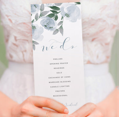 Dusty Blue Wedding Program Template