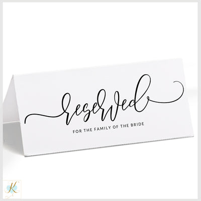 Wedding Reserved Sign  | Bounce Calligraphy Script (Black) | Editable PDF