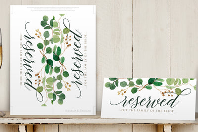 Wedding Reserved Sign (Editable PDF Download) | Eucalyptus Leaves