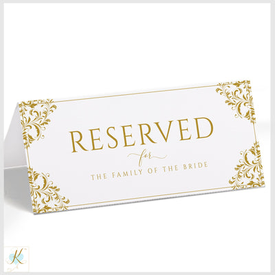 Reserved Card Template - Tent Sign