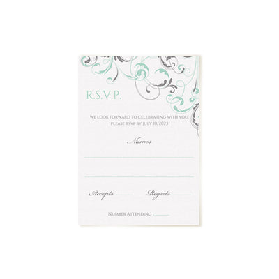 Elegant RSVP Info or Details Card Template - Mint & Gray