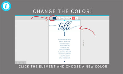 Wedding Seating Chart Cards Template | Editable Color | Flair Calligraphy | Editable Templett - PDF