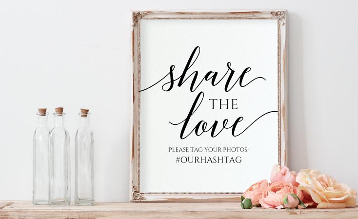 share the love instagram wedding sign print