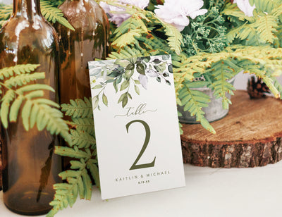 Wedding Table Number | Editable Template | Botanical Bliss Greenery - 4 x 6 and 5 x 7 | Templett