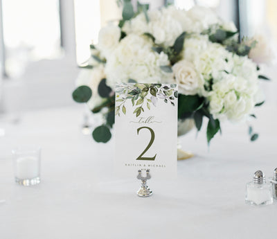 Wedding Table Number | Editable Template | Botanical Bliss Greenery - 4 x 6 and 5 x 7 | Templett