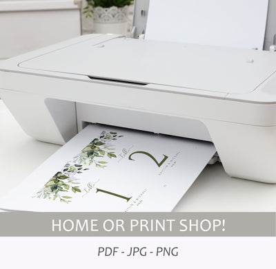 Printable Wedding Table Numbers