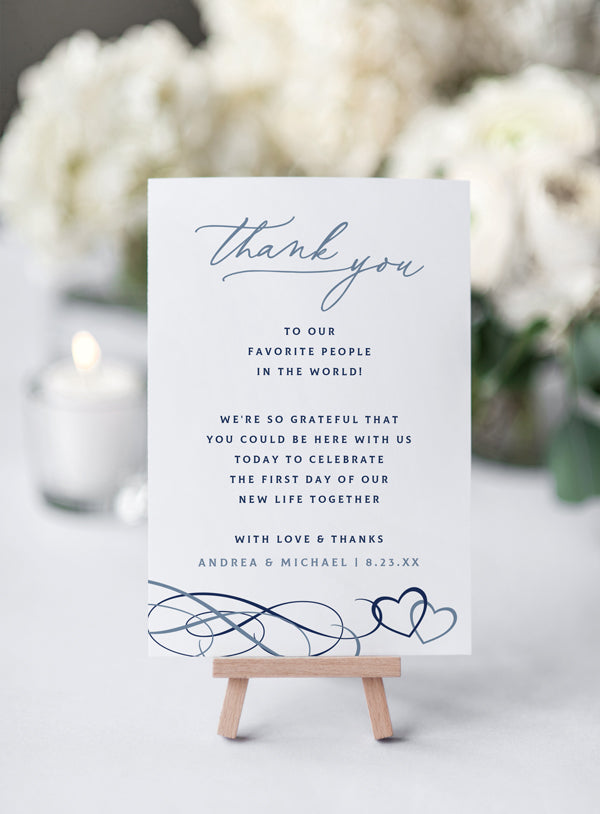 Navy & Dusty Blue Thank You Cards Template
