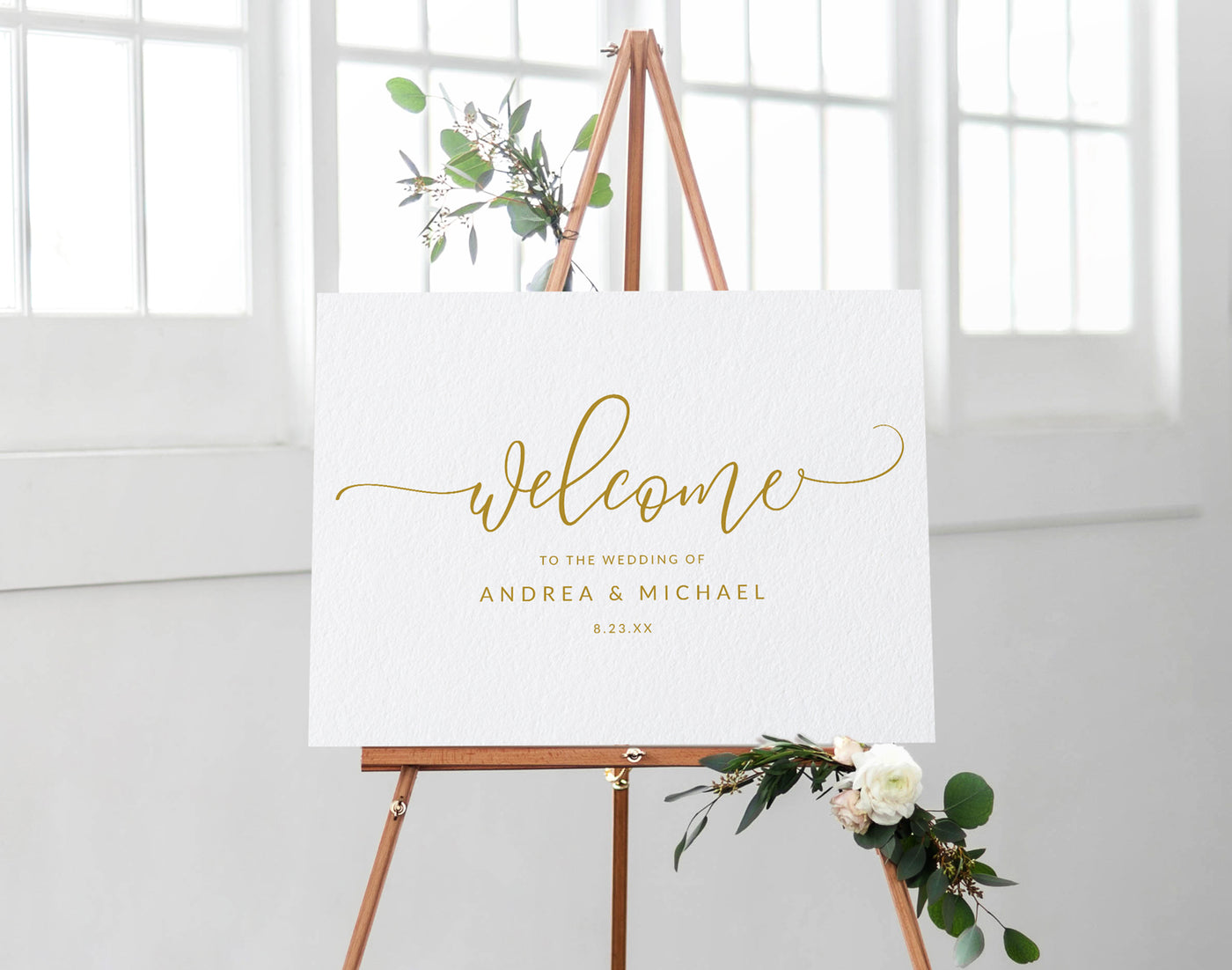 Wedding Welcome Sign Poster | Bounce Calligraphy (Editable Color!) | Templett