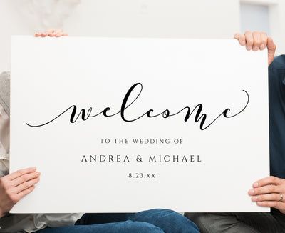 loose callligraphy wedding welcome sign poster template