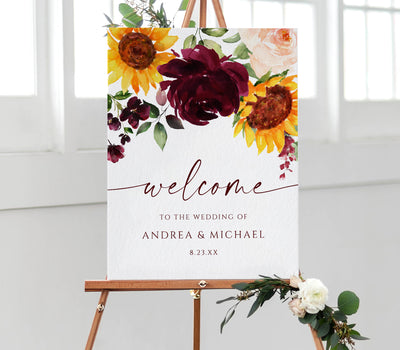 Wedding Welcome Sign for Fall