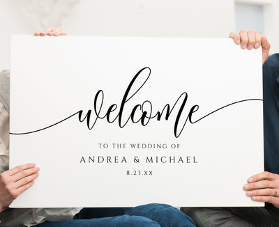 Wedding Welcome Sign Poster | Flair Calligraphy (Editable Color) | Templett