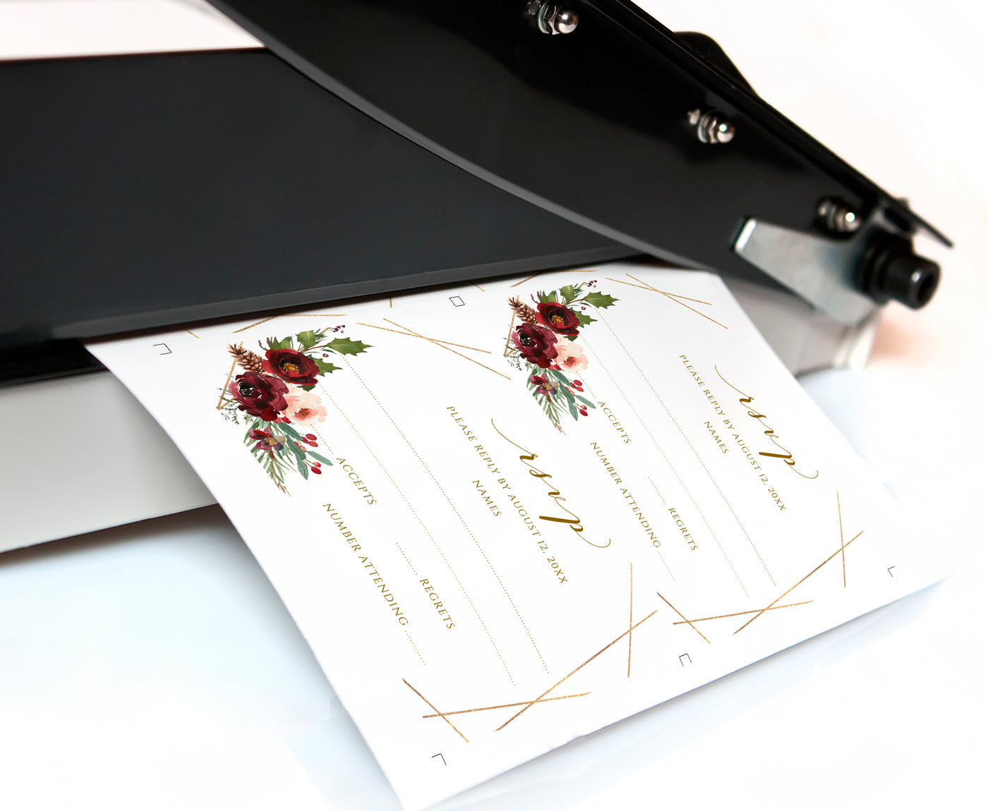 RSVP Card Template Postcard | Burgundy Winter Geometric | Templett 3.5x5