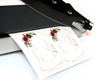 RSVP Card Template Postcard | Burgundy Winter Geometric | Templett 3.5x5