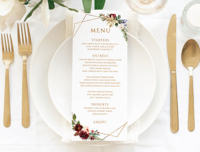 Winter Wedding Menus